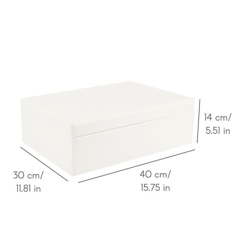 Creative Deco XL White Wooden Box Storage with Hinged Lid | 15.8x11.8x5.5in (+-0.5) | Gift Box for Tool Dog Toy Shoes Clothes Kitchen Storage | Wood Keepsake Chest - Image 3